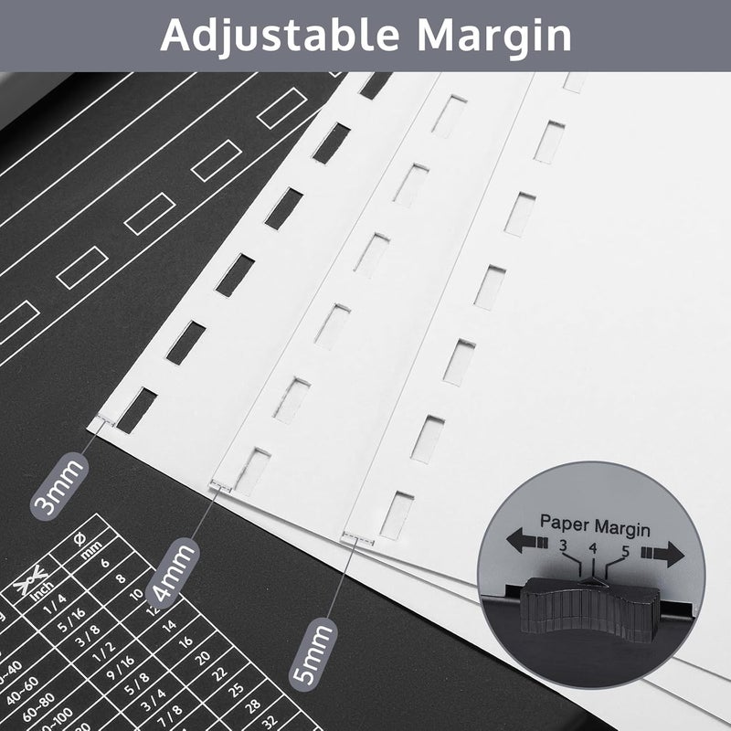 OFFNOVA Binding Machine, 21-Hole 450 Sheets Paper Comb Punch Binder Machine for Letter Size / A4 / A5 Paper, Easy to Punch Handle, Adjustable Margin, Gray - Image 4